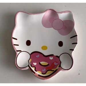 Sanrio Hello Kitty Heart Donut Trinket Tray Dish Ceramic For Jewelry Rings NEW